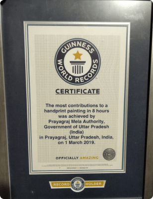 Most Contribution to a hand print painting in Kumbh 2019 recognised by Guinness world record